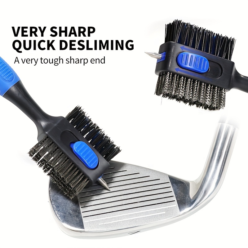 Golf Equipment For Sale - Dubbelzijdige golfclubreinigingsborstel Intrekbare groefreiniger met karabijnhaak